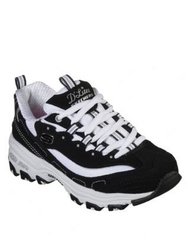 Skechers Girls D`Lites Biggest Fan Lace Up Leather Trainer (Black/White) - Black/White