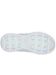 Skechers Girls Dlites Color Chrom Leather Sneaker (White)
