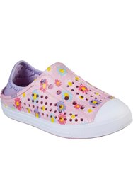 Skechers Girls Hello Daisy Shoes (Pink/White Print) - Pink/White Print