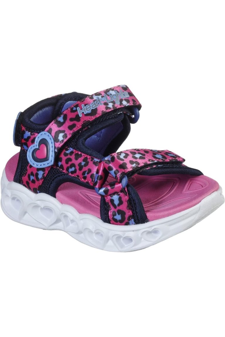 Skechers Girls S Lights Heart Lights Savvy Cat Sandal (Hot Pink/Blue) - Hot Pink/Blue