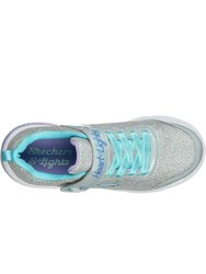 Skechers Girls Sweetheart Lights Spells Shimmer Sneakers (Gray/Light Blue)