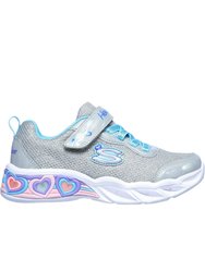 Skechers Girls Sweetheart Lights Spells Shimmer Sneakers (Gray/Light Blue)