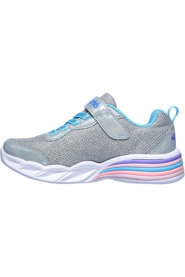 Skechers Girls Sweetheart Lights Spells Shimmer Sneakers (Gray/Light Blue)