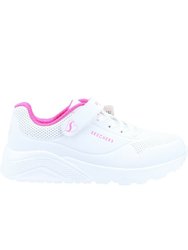 Skechers Girls Uno Lite Sneakers (White/Hot Pink)