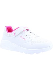 Skechers Girls Uno Lite Sneakers (White/Hot Pink) - White/Hot Pink