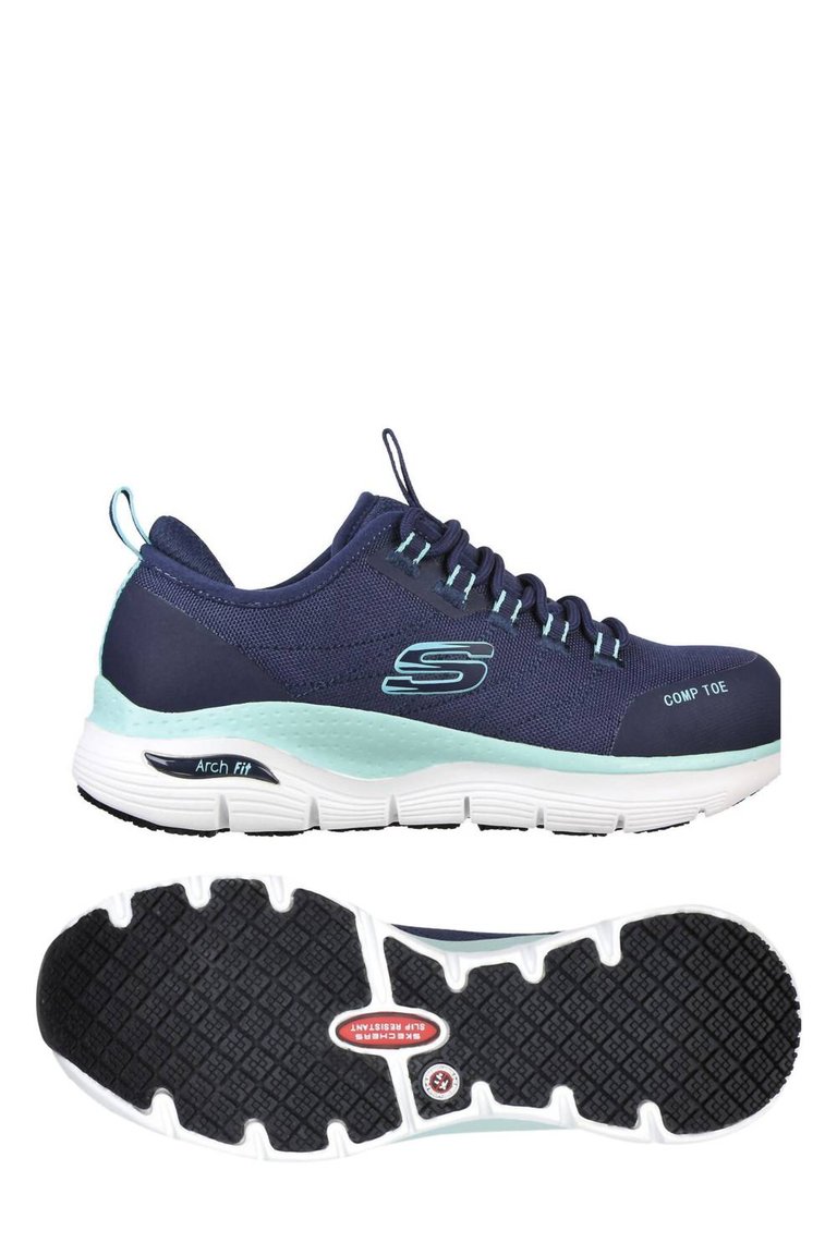 Women's Ebinal Safety Toe Work Shoe - Medium Width In Navy/Aqua - Navy/Aqua