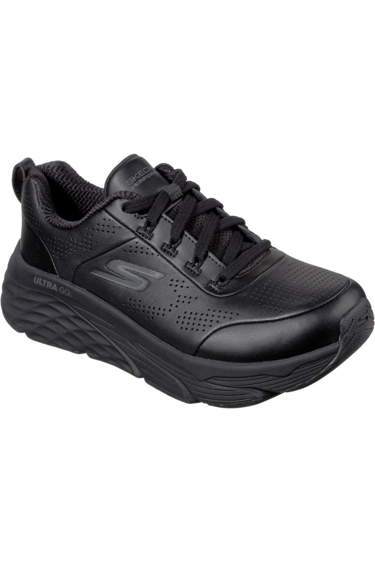 Womens/Ladies Elite Step Up Leather Sneakers - Black - Black