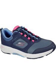 Womens/Ladies Go Walk Outdoors River Path Leather Sneakers - Navy/Pink - Navy/Pink