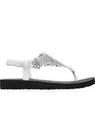 Womens/Ladies Meditation Floral Lover Sandals (White/Silver)