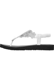 Womens/Ladies Meditation Floral Lover Sandals (White/Silver)