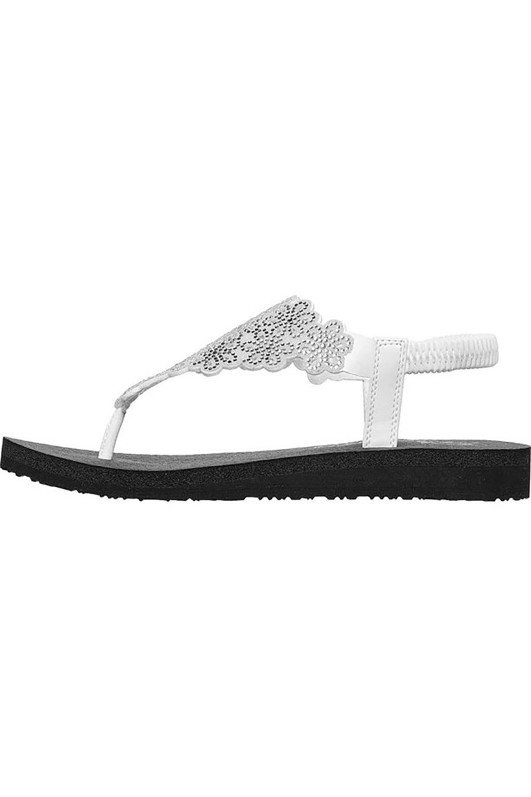 Womens/Ladies Meditation Floral Lover Sandals (White/Silver)