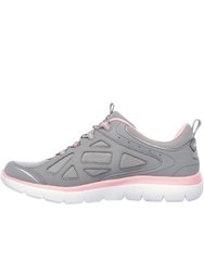 Womens/Ladies Summits Built In Leather Sneakers - Gray/Pink