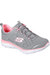 Womens/Ladies Summits Built In Leather Sneakers - Gray/Pink - Gray/Pink