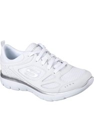 Womens/Ladies Summits Suited Leather Sneakers - White/Silver - White/Silver