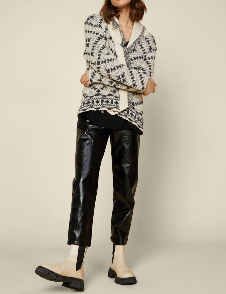 Carthage Open Knit Cardigan In Black/Ivory - Black/Ivory