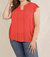 Curvy Ruffle Top Coral In Red