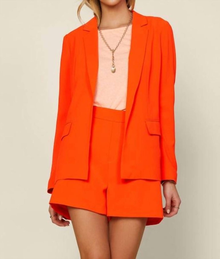 Eco Friendly Long Sleeve Blazer In Neon Orange - Neon Orange