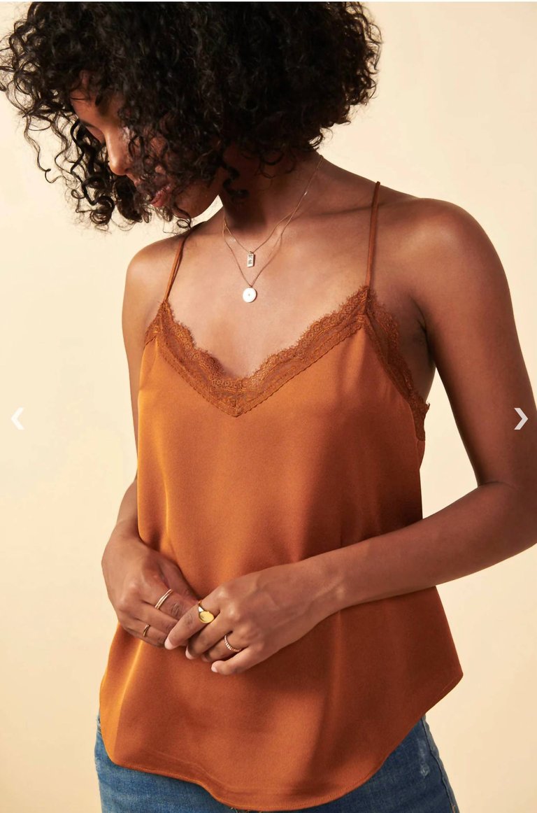 Lace Trim Cami Top In Toffee - Toffee