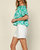 Off Shouldered Embroidered Top In Green And White