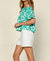 Off Shouldered Embroidered Top In Green And White