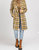 Plaid Long Coat In Taupe/Mustard