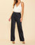 Satin Elastic Waist Straight Leg Pant In Black