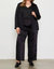 Satin Elastic Waist Straight Leg Pant In Black