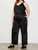 Satin Elastic Waist Straight Leg Pant In Black