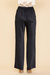 Satin Elastic Waist Straight Leg Pant In Black