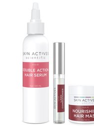 Double Action Hair Serum & Nourishing 2oz Hair Mask With Brow & Lash Conditioner Set