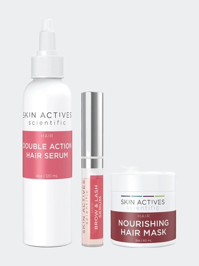 Skin Actives Scientific Double Action Hair Serum & Nourishing 2oz Hair Mask With Brow & Lash Serum Set product