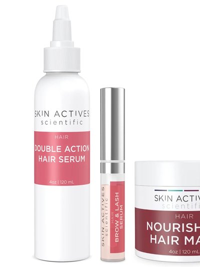 Skin Actives Scientific Double Action Hair Serum & Nourishing 4oz Hair Mask With Brow & Lash Serum Set product