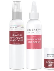 Double Action Hair Serum & Revitalizing Conditioner With Nourishing 2oz Hair Mask Set