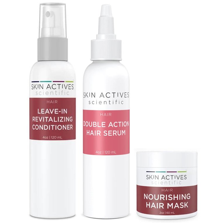 Double Action Hair Serum & Revitalizing Conditioner With Nourishing 2oz Hair Mask Set