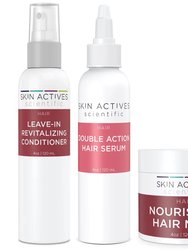 Double Action Hair Serum & Revitalizing Conditioner With Nourishing 4oz Hair Mask Set