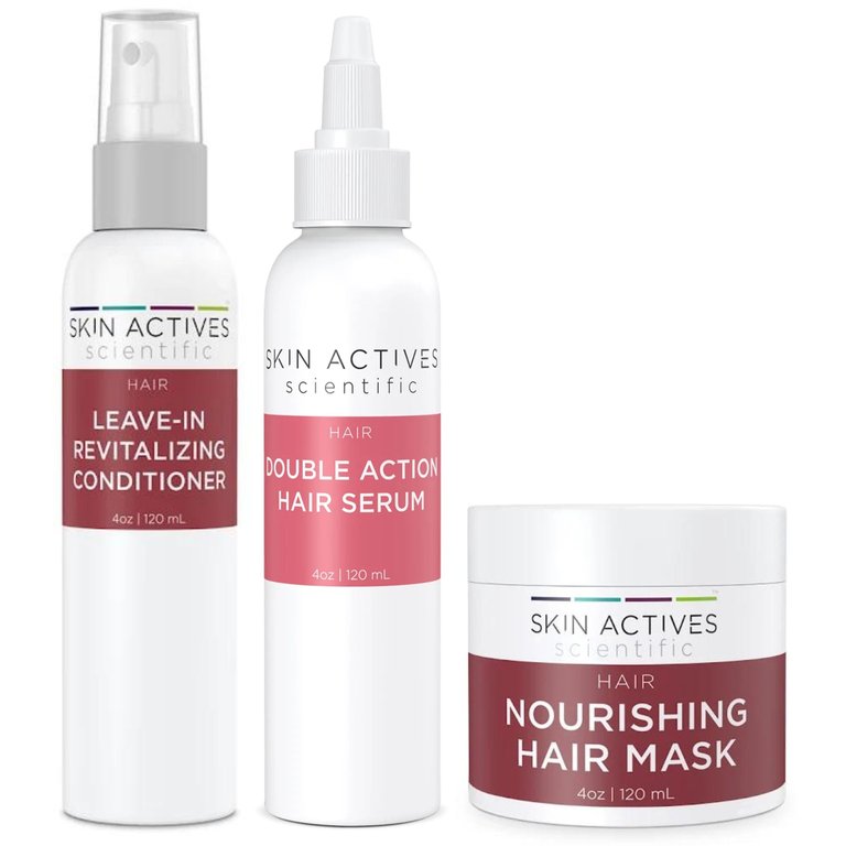 Double Action Hair Serum & Revitalizing Conditioner With Nourishing 4oz Hair Mask Set