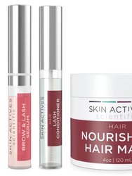 Nourishing 4oz Hair Mask W/ Brow & Lash Serum And Enhancing Conditioner Set