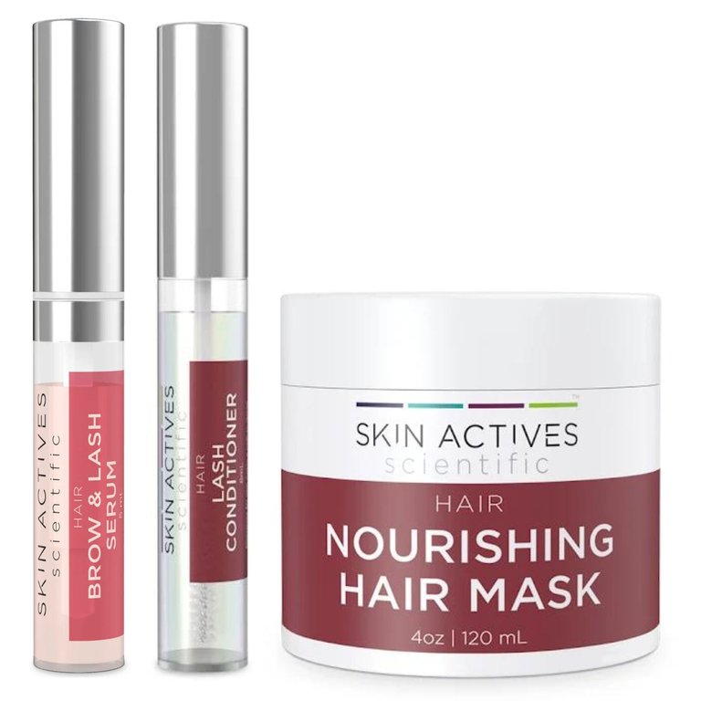 Nourishing 4oz Hair Mask W/ Brow & Lash Serum And Enhancing Conditioner Set