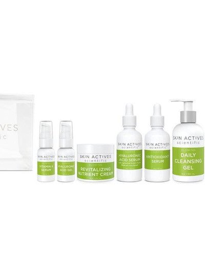 Skin Actives Scientific Ultimate Glowing Skin Kit - Revitalizing Cream, Antioxidant Serum, Hyaluronic Acid Serum, Vitamin A Serum, Hyaluronic Acid Gel, Daily Cleanser product