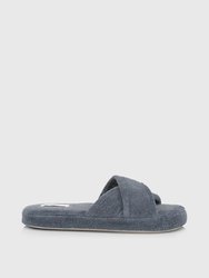 Kyoto Velour Slides - Blue Stone