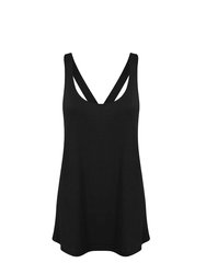 Ladies Fashion Workout Tank Top - Black - Black