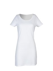 Ladies/Womens Scoop Neck T-Shirt Dress - White