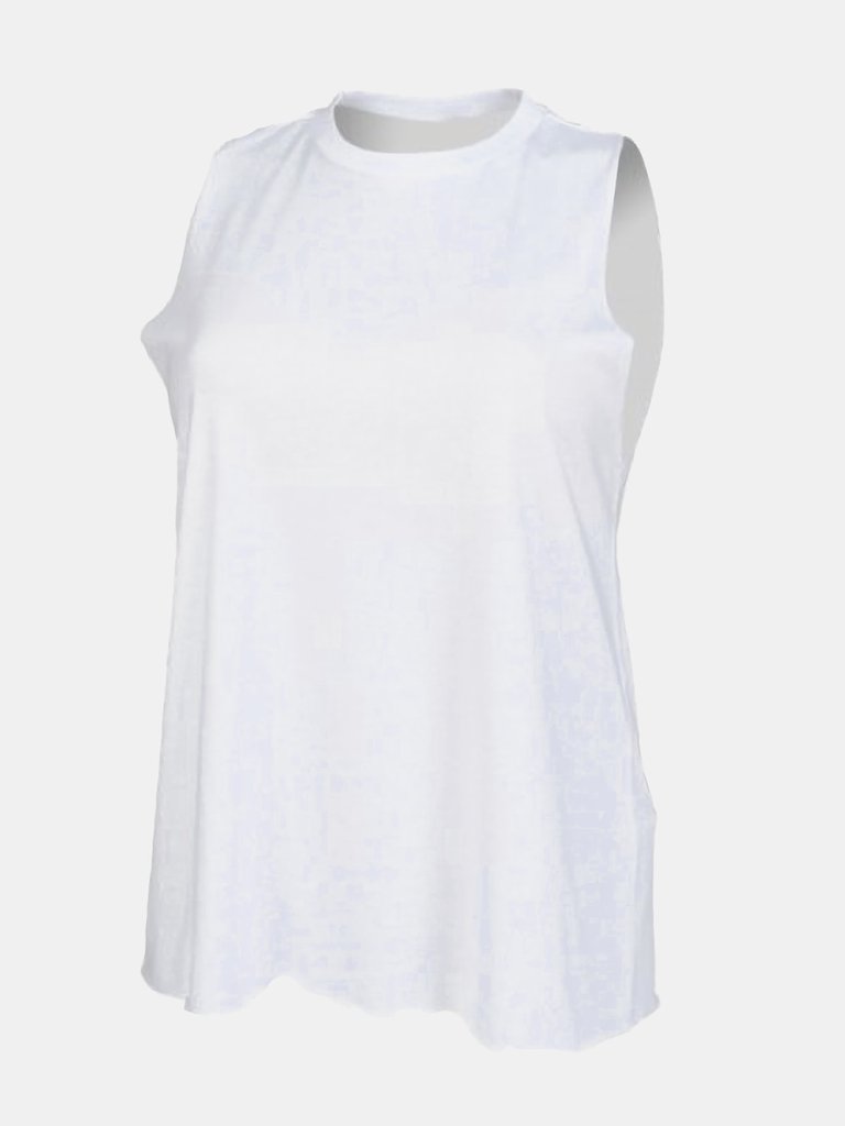 SF Womens/Ladies High Neck Sleeveless Vest / Top - White