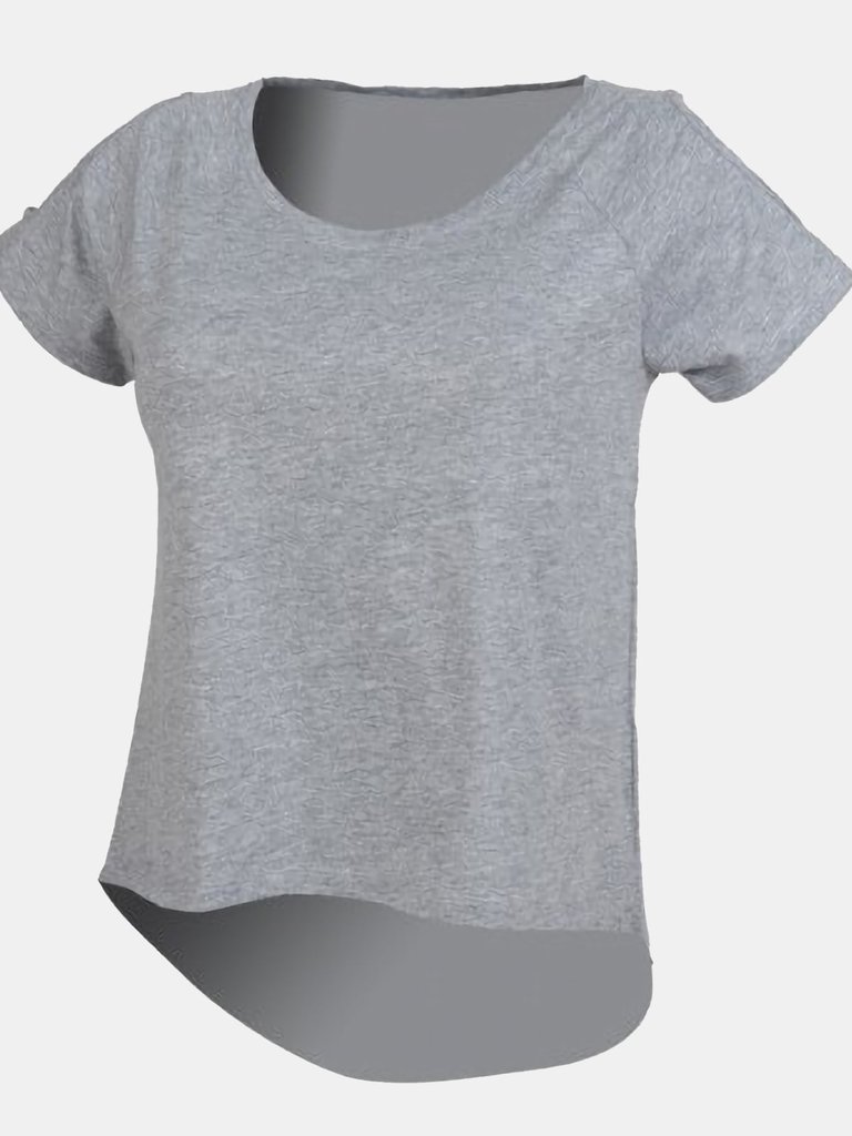 SF Womens/Ladies Plain Short Sleeve T-Shirt With Drop Detail (Heather Grey) - Heather Grey
