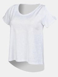 SF Womens/Ladies Plain Short Sleeve T-Shirt With Drop Detail (White) - White