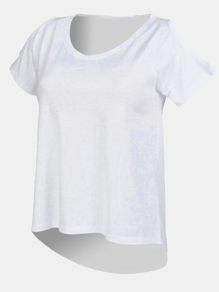 SF Womens/Ladies Plain Short Sleeve T-Shirt With Drop Detail (White) - White