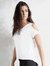 SF Womens/Ladies Plain Short Sleeve T-Shirt With Drop Detail (White)