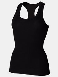 Skinni Fit Essential Longer Length Rib Vest Top (Black)