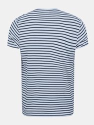 Skinni Fit Unisex Striped Short Sleeve T-Shirt (White/Oxford Navy)