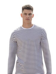 Skinni Fit Unisex Striped Short Sleeve T-Shirt (White/Oxford Navy)